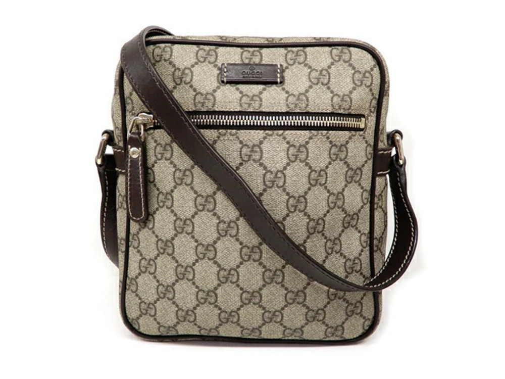 Gucci Hobo Bag Canvas Calfskin Beige Cream x Brown